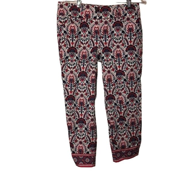 Loft Womens Original Crop Fit Patterned Pants Size 4 Floral Paisley - Picture 1 of 8